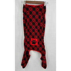 Merry & Bright Dog Pajamas Large Red Black Buffalo Plaid Paw Print